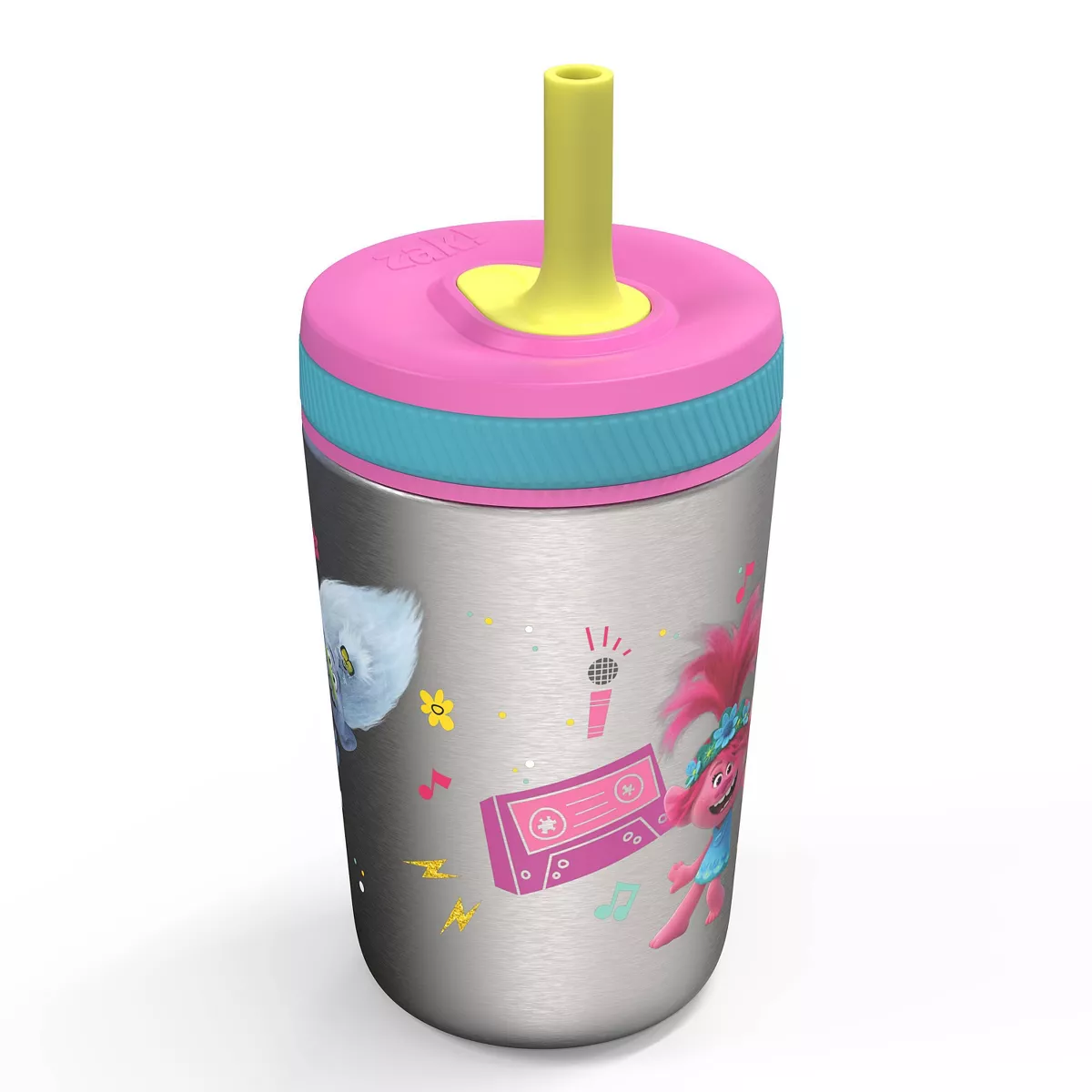 DreamWorks Trolls 12oz Stainless Steel Spill Proof Straw Tumbler - Zak Designs