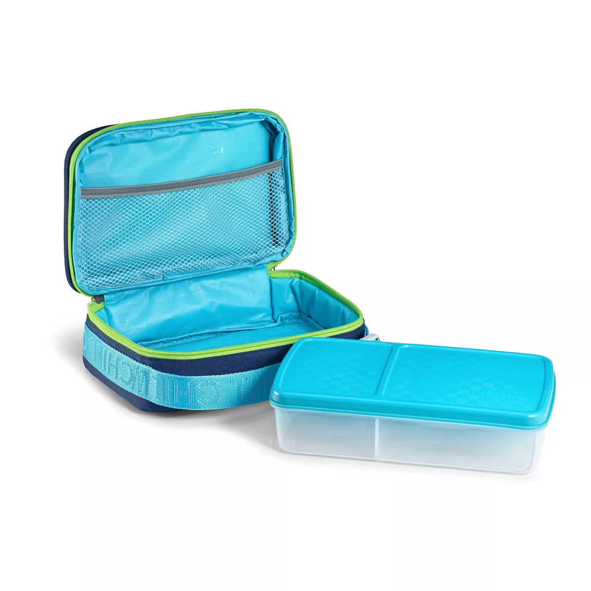 Fit & Fresh Expandable Kids' Bento Lunch Kit - Navy/Aqua Trim