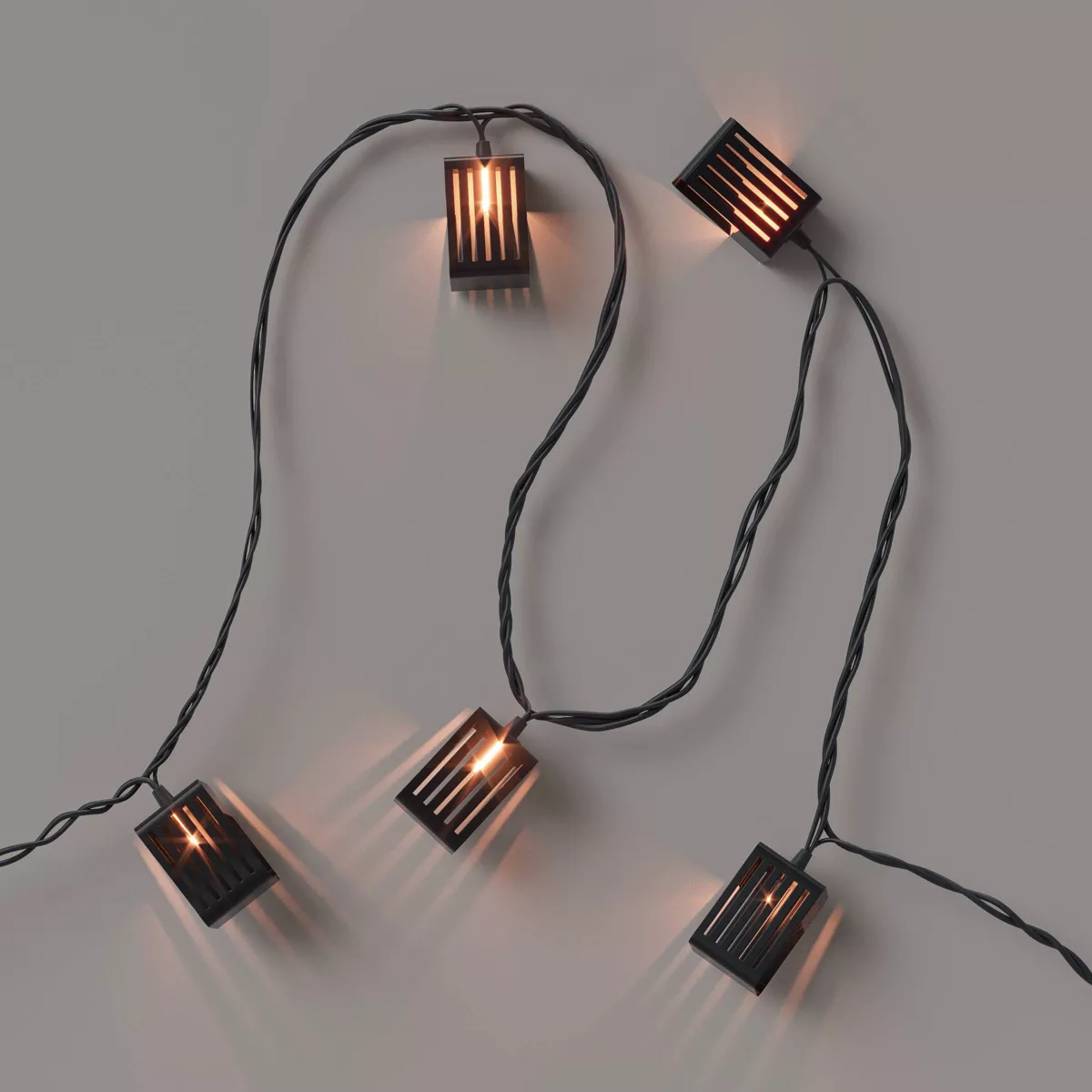 10ct Incandescent Outdoor Metal Covers with Diecut String Lights Black - Project 62™