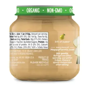 HappyBaby Clearly Crafted Pears Baby Food - 4oz