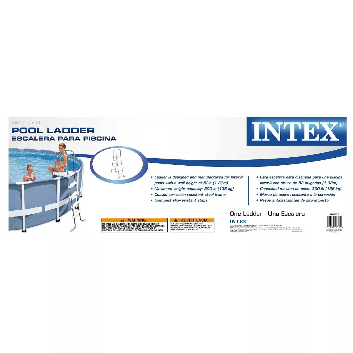 Intex Steel Frame Above Ground Pool Ladder + Protective Swimming Pool Ladder Mat