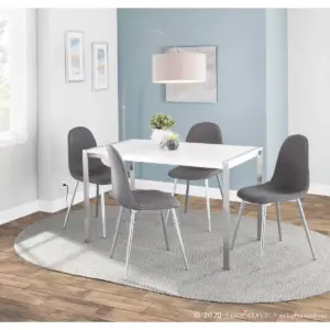 Set of 2 Pebble Contemporary Dining Chairs Chrome/Charcoal - LumiSource