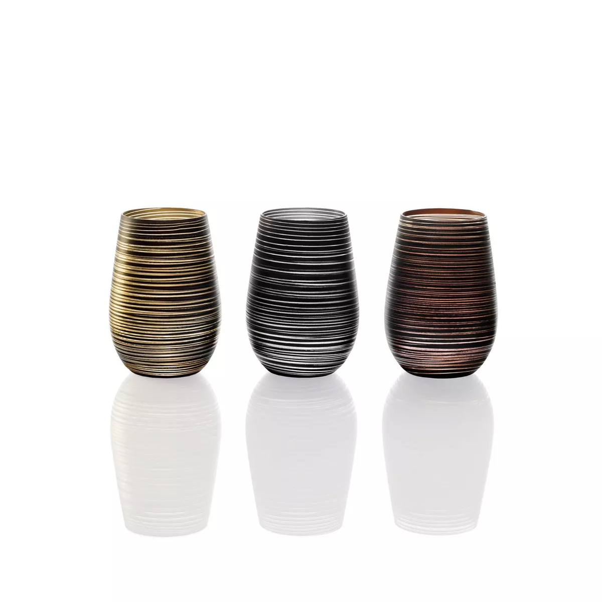 16.5oz 6pk Glass Olympia Twister Tumbler Drinkware Set Black/Bronze - Stolzle Lausitz