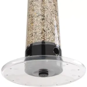 Droll Yankees 5 Pound Capacity 28 Inches Tall Yankee Tipper Squirrel Proof Bird Feeder with Weight Sensitive Tray for Ground Feeding Birds, Black