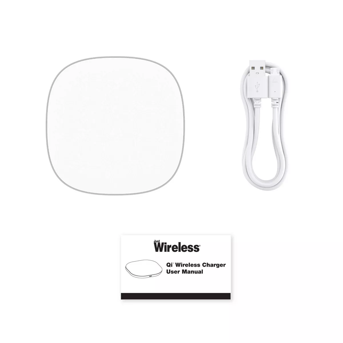 Just Wireless 5W Qi Wireless Charging Pad with 4ft TPU Charging Cable - White