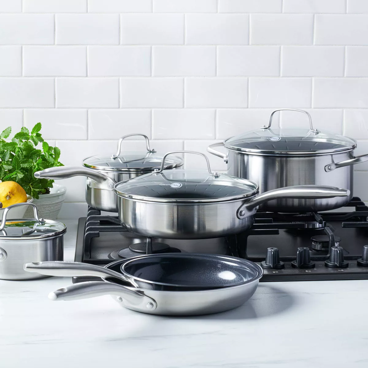 GreenPan Greenwich 10pc Stainless Steel Cookware Set