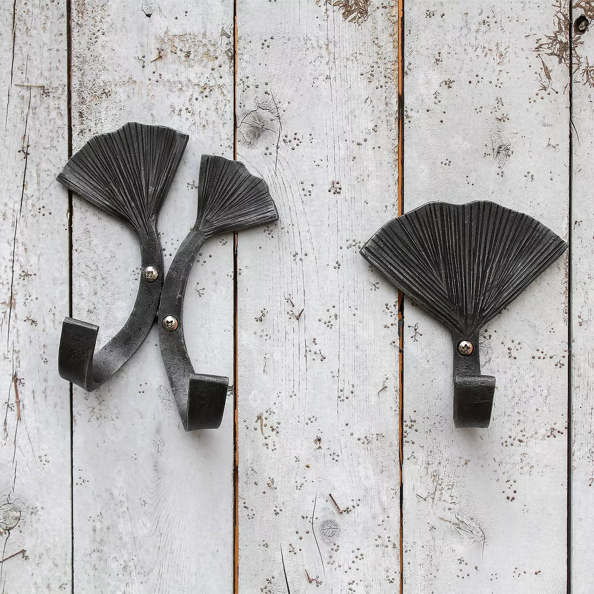 6.5" Steel Double Ginkgo Leaf Wall Hook Black - ACHLA Designs