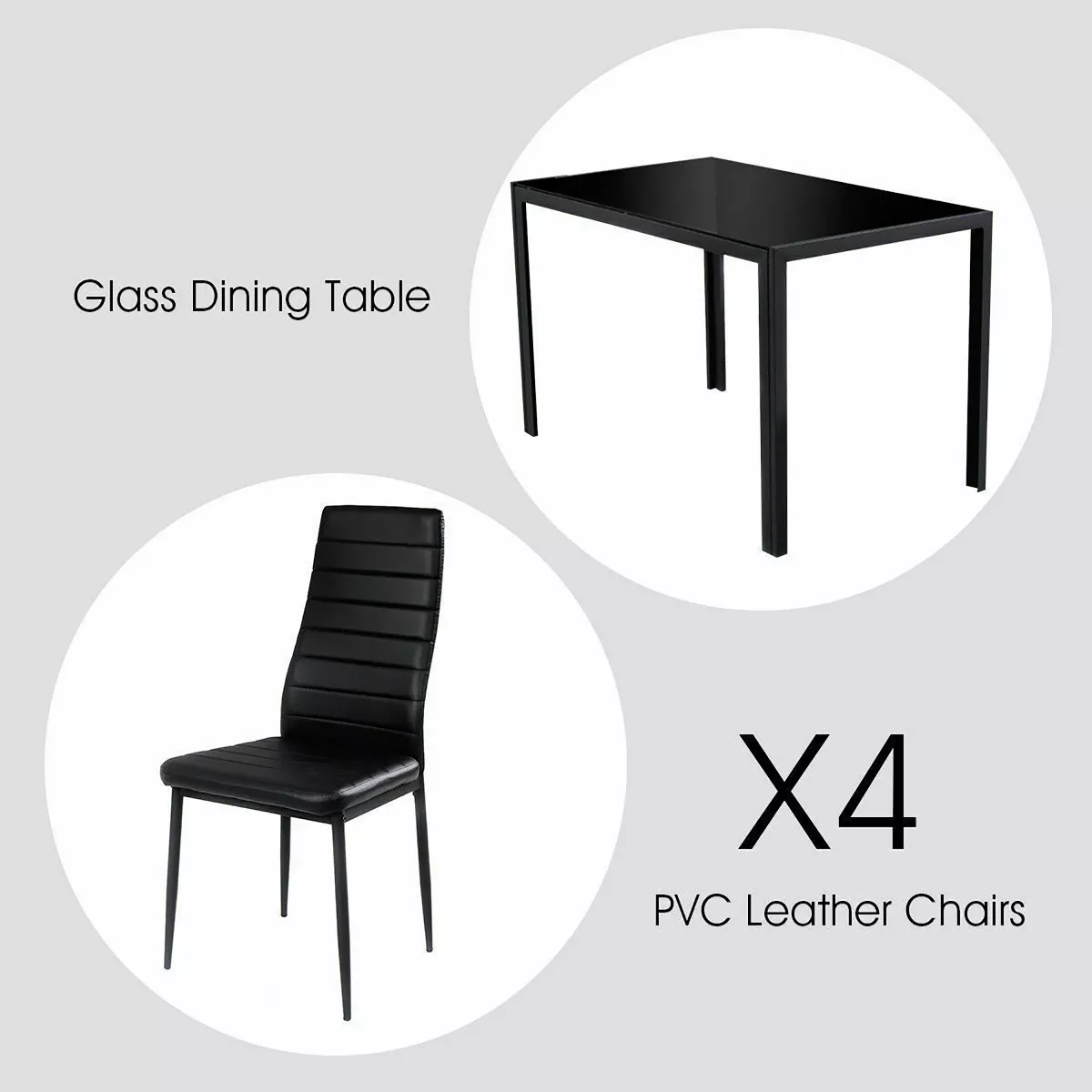 Costway 5 Piece Kitchen Dining Set Glass Metal Table 30