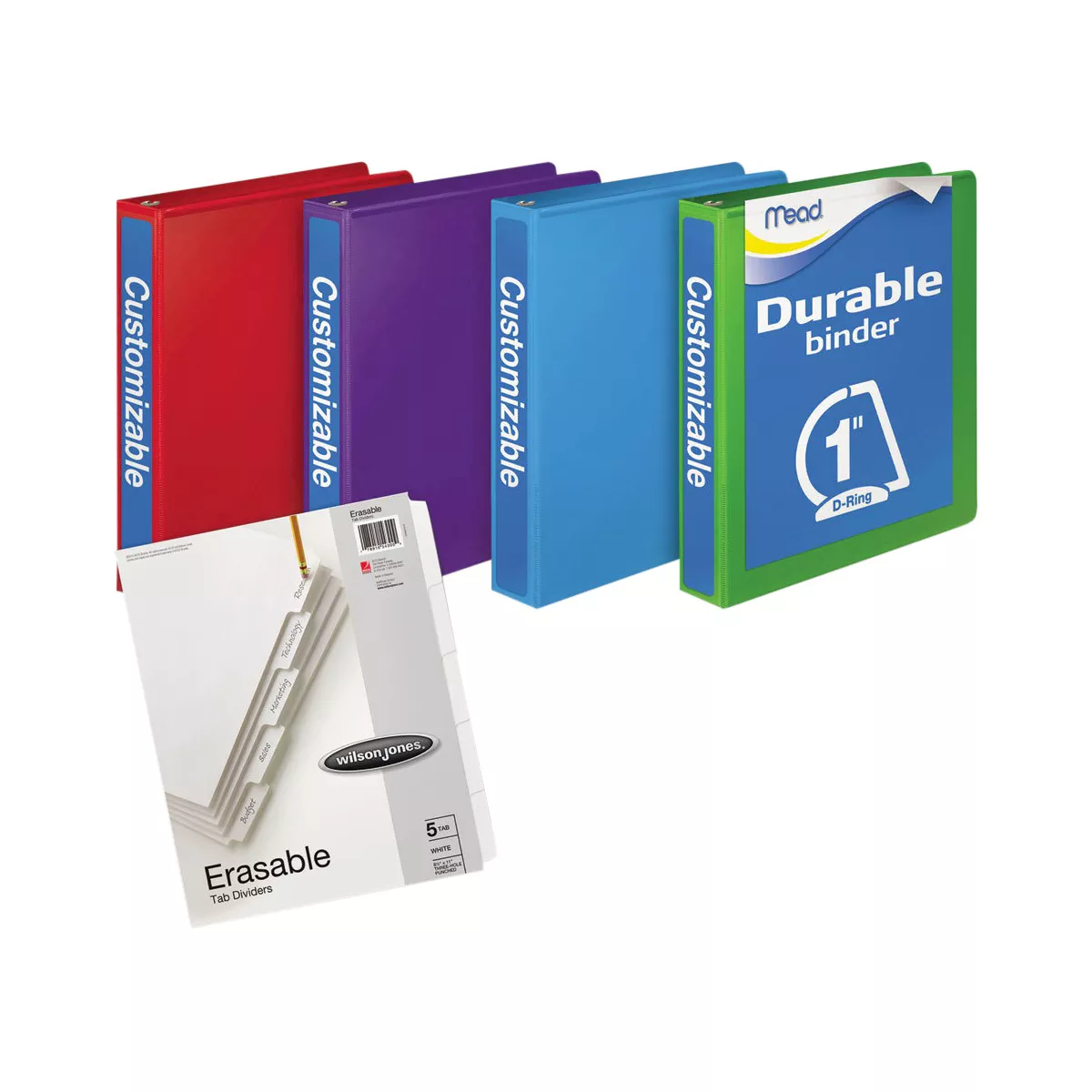 Mead 4pk 250 Sheet 1" Durable D-Ring Binders