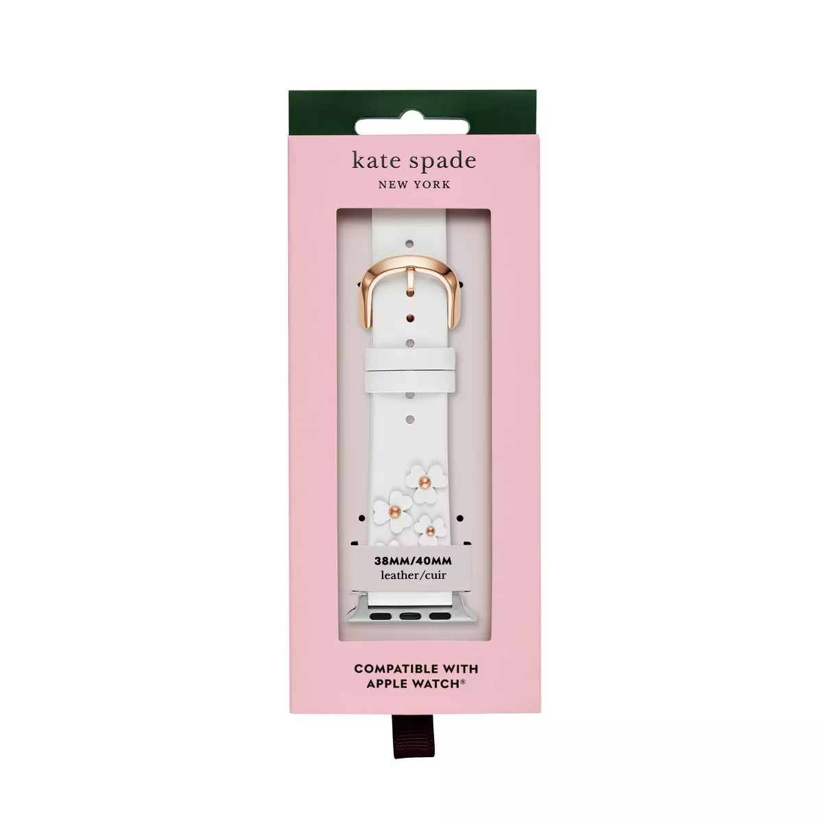 Kate Spade New York Apple Watch Floral Applique White Leather 38/40mm Band