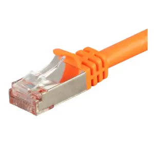 Monoprice Cat7 Ethernet Network Patch Cable - 1 feet - Orange | 26AWG, Shielded, (S/FTP) - Entegrade Series