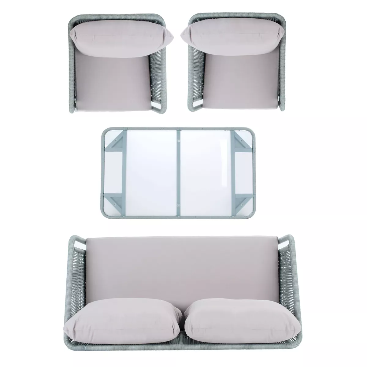 Kerson 4pc Rope Living Set - Gray - Safavieh