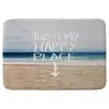 Leah Flores Happy PlacexBeach Cushion Bath Mat Blue - Deny Designs