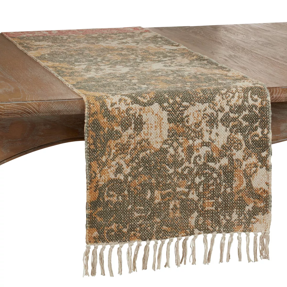 72" x 16" Cotton Distressed Rug Table Runner Orange - Saro Lifestyle