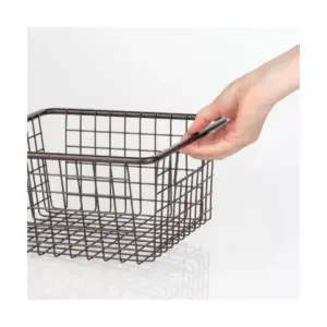 mDesign Metal Wire Home Office Storage Organizer Basket, Medium, 4 Pack - Bronze