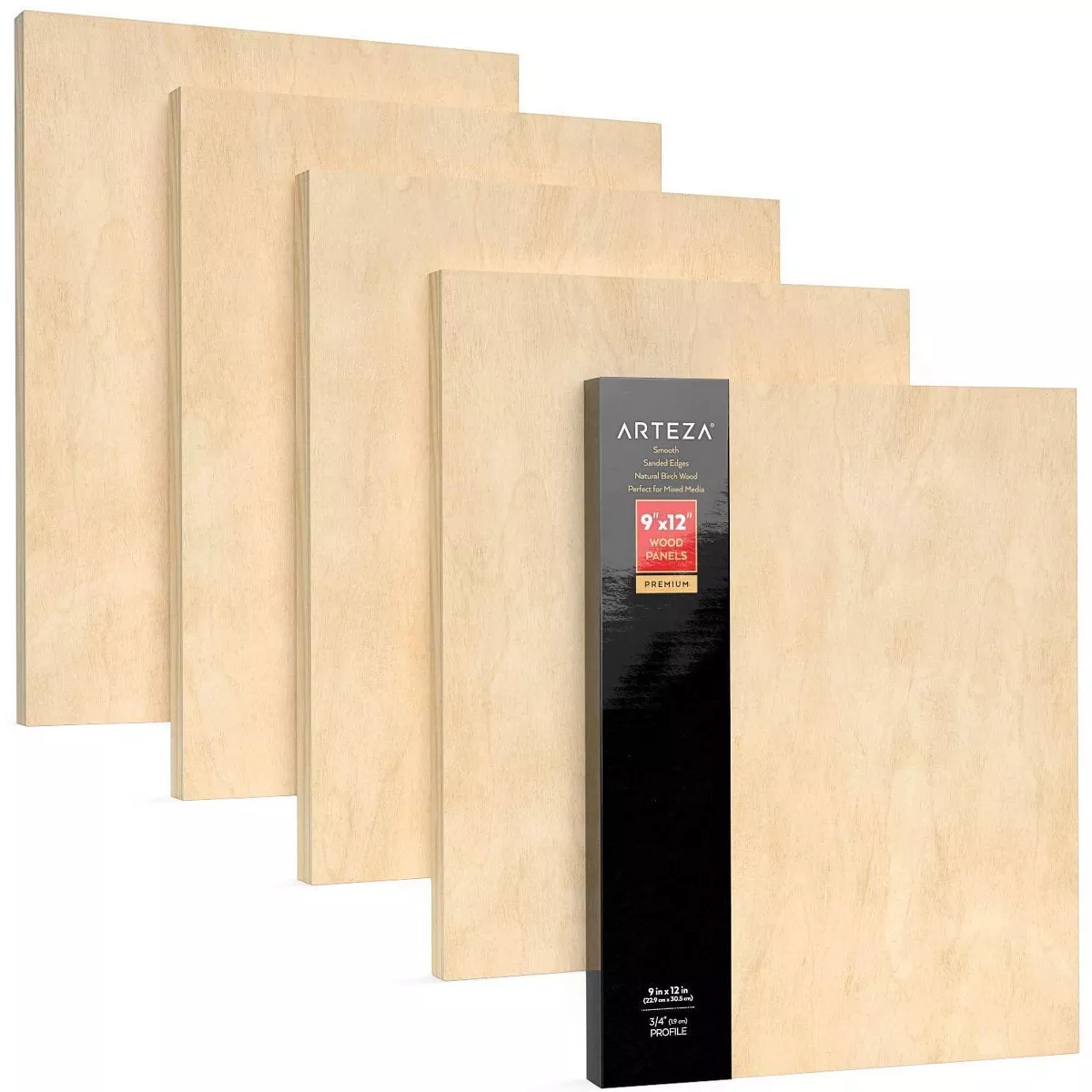 Arteza Wood Art Panels Art Supply Pack, 9