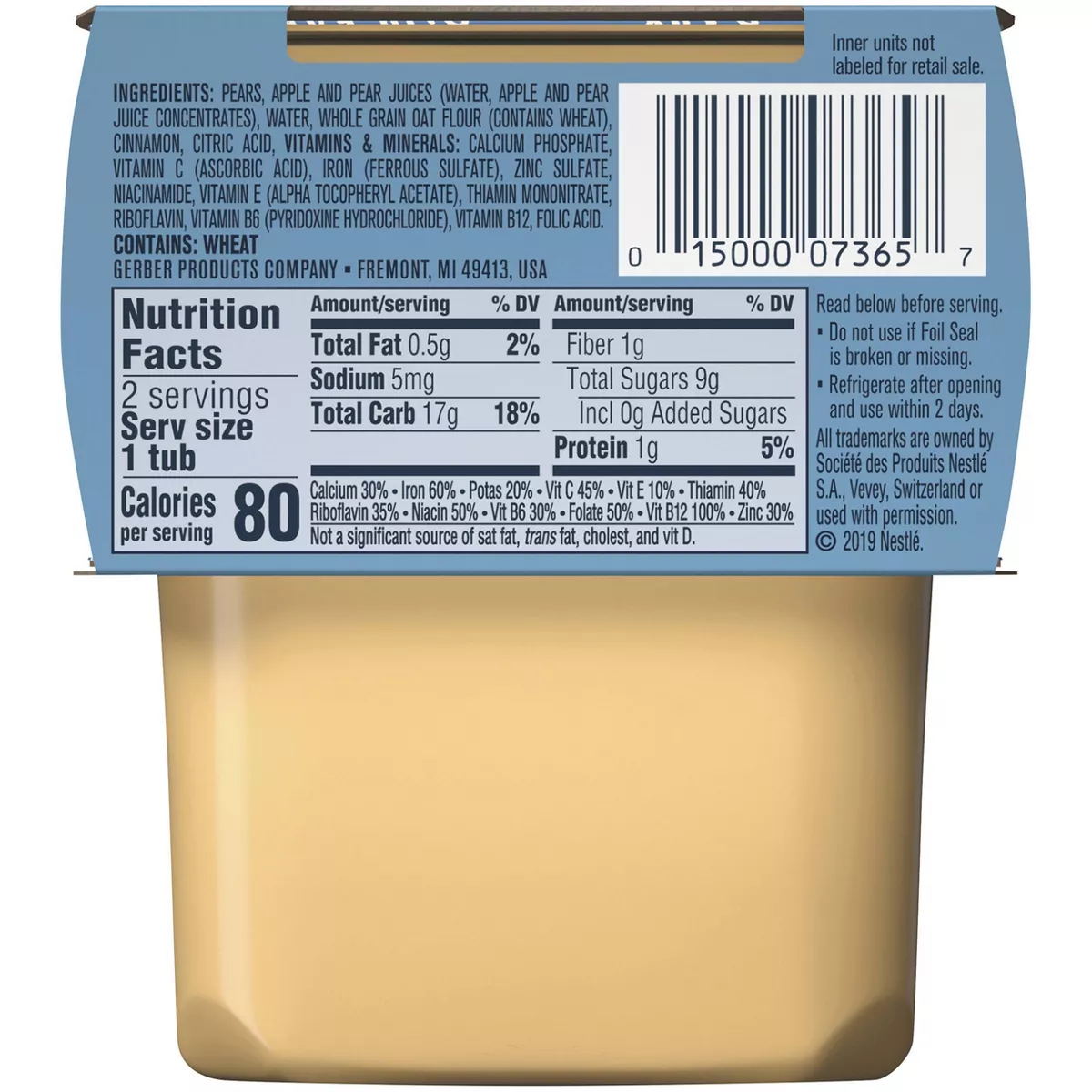 Gerber Pear Cinnamon with Oatmeal Cereal - 4oz/2pk Each