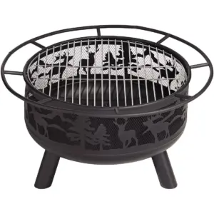 John Timberland Rustic Black Fire Pit Round 30