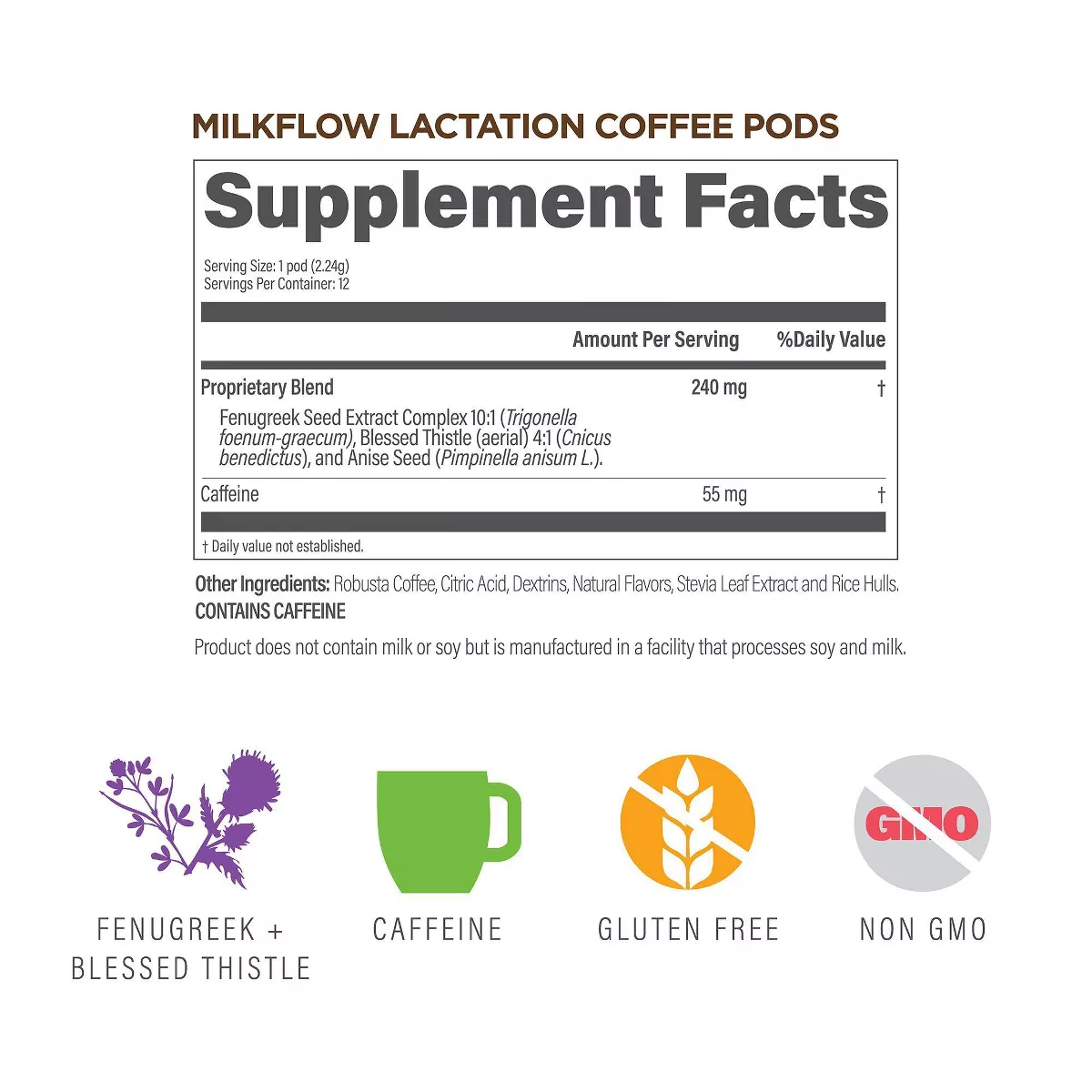 UpSpring Milkflow Herbal Supplements Lactation Coffee Pods