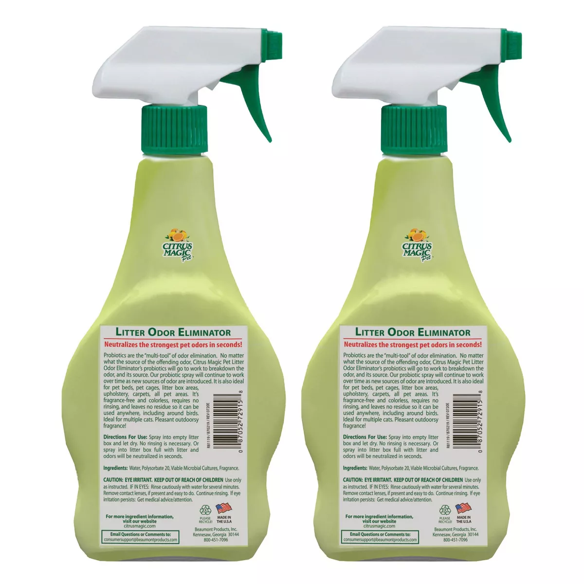 Citrus Magic Cat Litter Probiotic Spray Cat Litter - 2ct