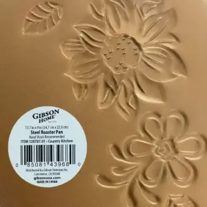 Gibson Home Country Kitchen Embossed Carbon Steel 13.75 Inch Roaster Pan in Copper