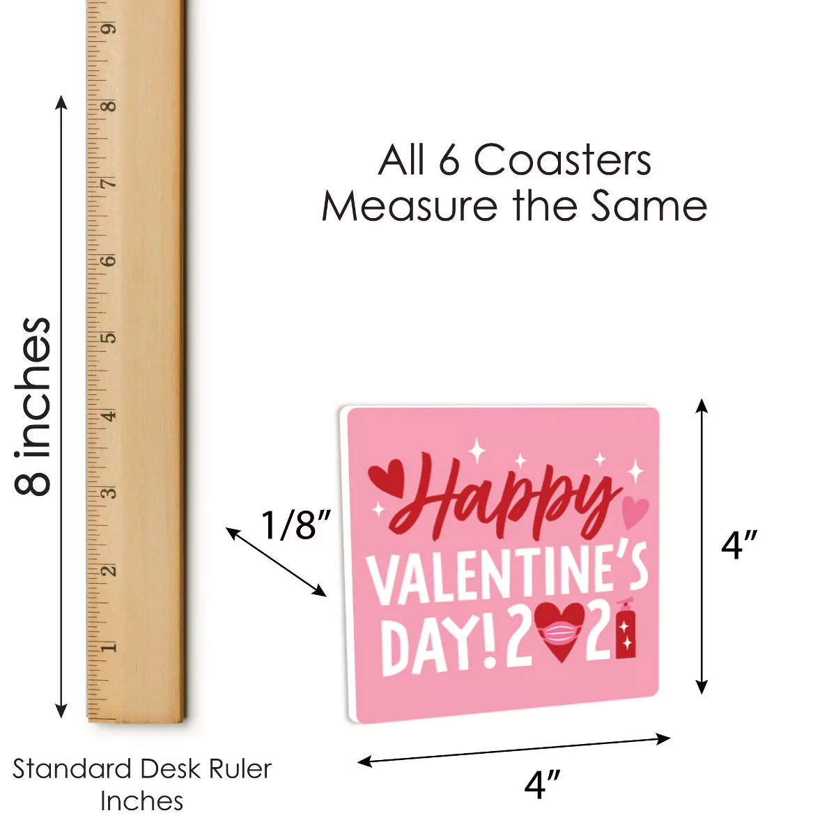 Big Dot of Happiness Quarantine Valentine - Funny 2021 Valentine's Day Party Decorations - Drink Coasters - Set of 6