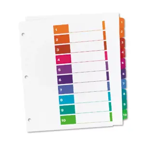 Avery Ready Index Customizable Table of Contents Asst Dividers 10-Tab 11 x 9 1/2 11165