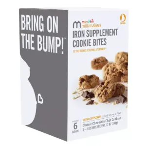 Munchkin Milkmakers 6pk Prenatal Iron Supplement Cookie Bites - Chocolate Chip