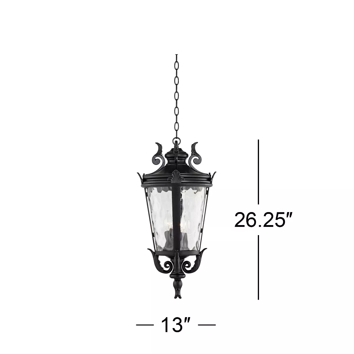 John Timberland Traditional Outdoor Ceiling Light Hanging Black Scroll 26 1/4