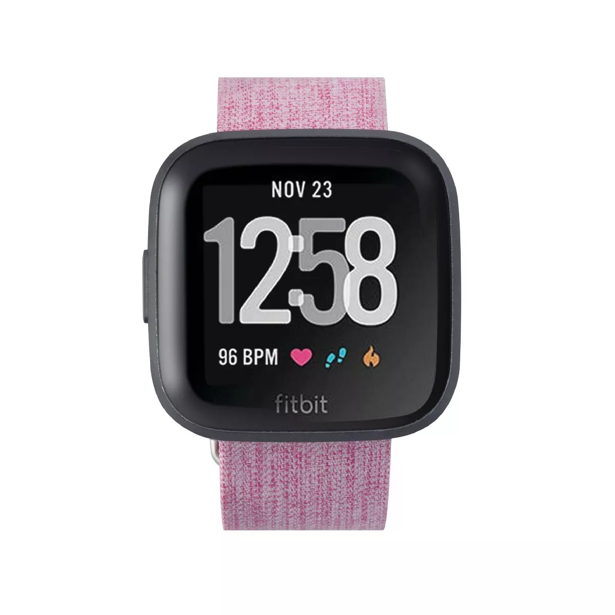 Insten Canvas Woven Fabric Band for Fitbit Versa 2 / 1 / Lite / SE, Replacement Strap, Rose Red