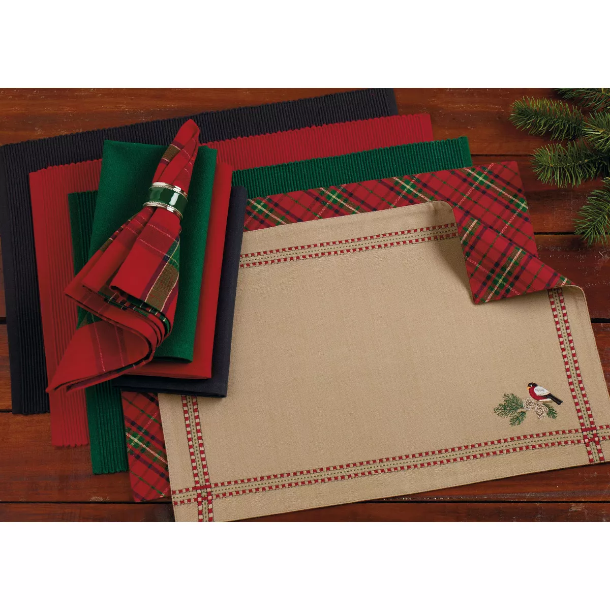 Set of 6 Nautical Ribbed Placemat Blue - Design Imports