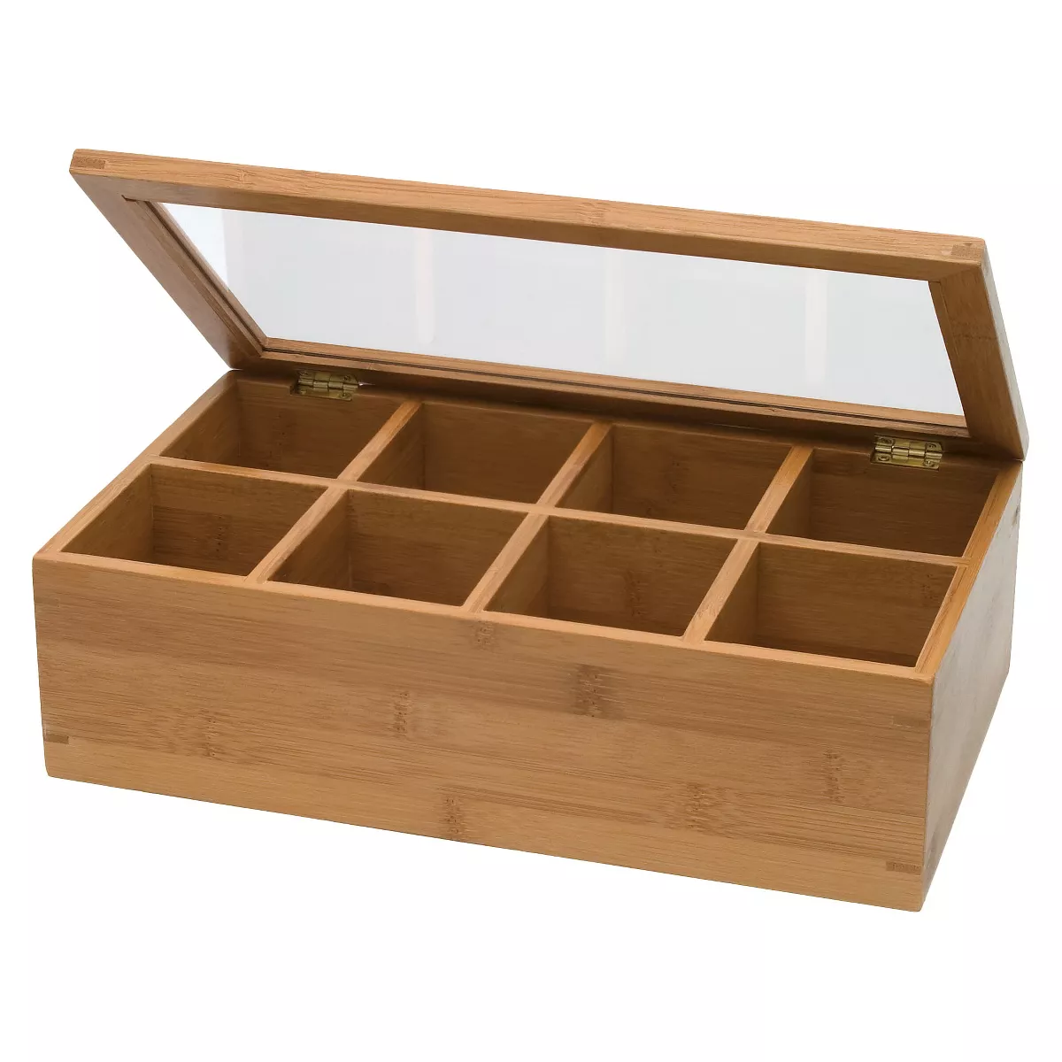 Lipper International Bamboo 8-Compartment Tea Box with Acrylic and Bamboo Lid