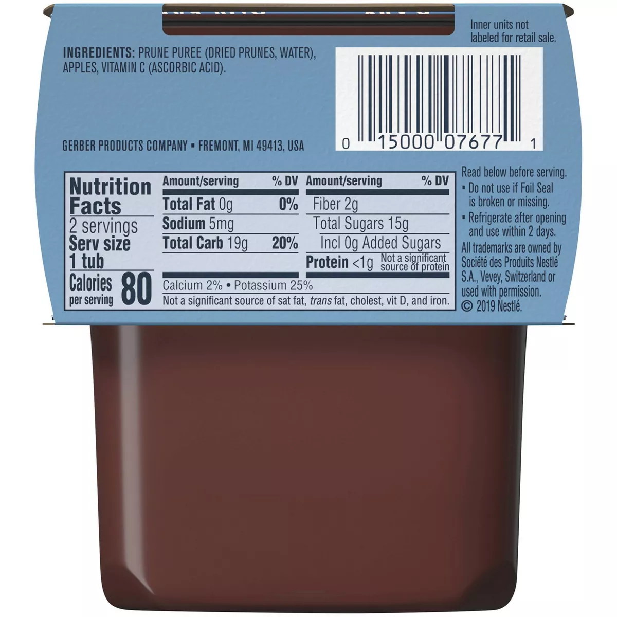 Gerber Sitter 2nd Foods Prune & Apple Baby Meals Tubs - 2ct/4oz Each