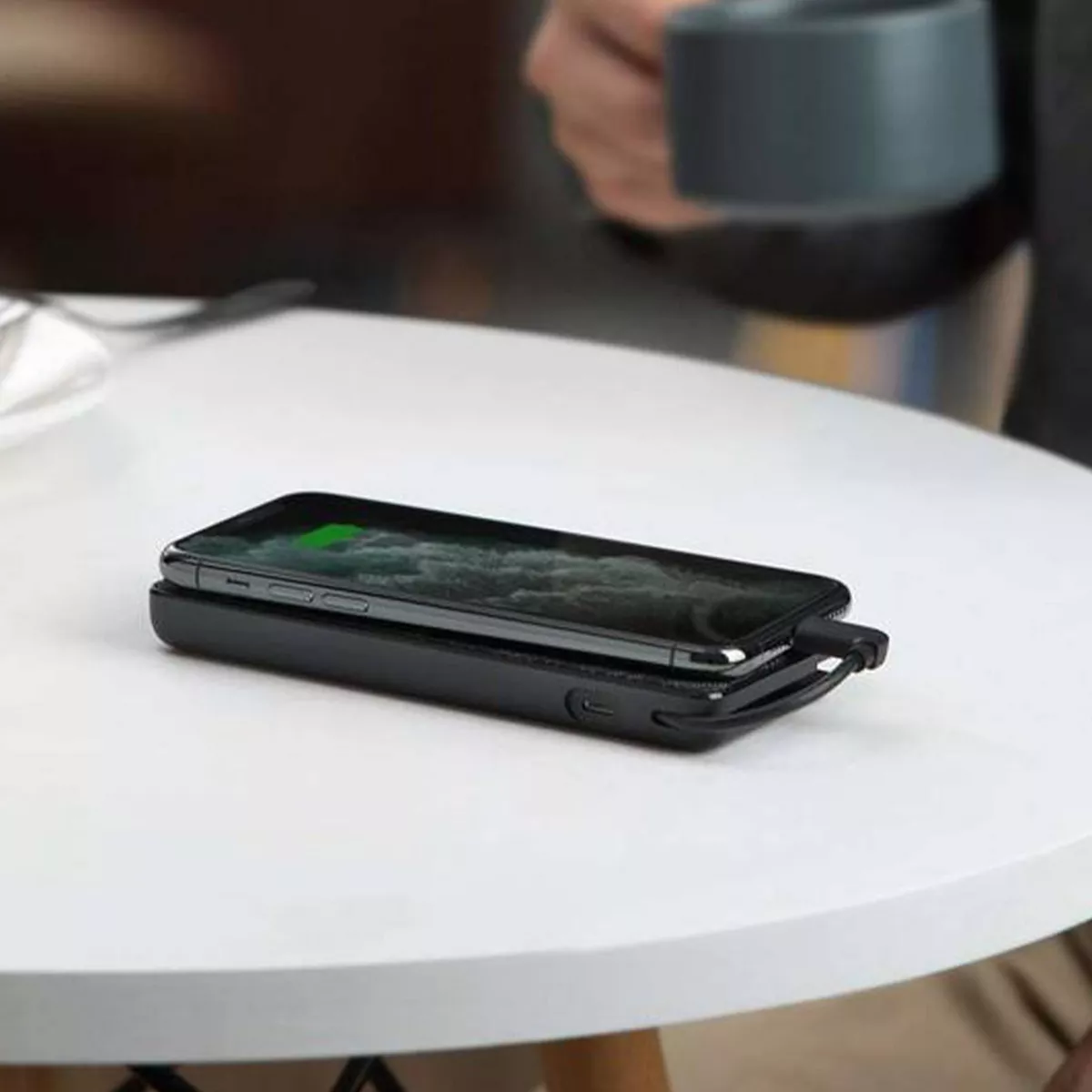 Anker Powercore+ 10000 mAh Power Bank with Integrated Lightning Cable - Black