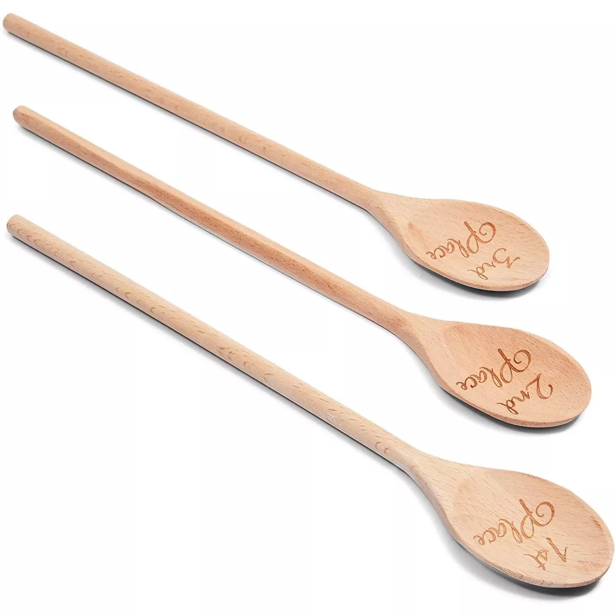 Farmlyn Creek Wooden Spoons for Cooking, 1st, 2nd, 3rd Place (14 In, 3 Pack)