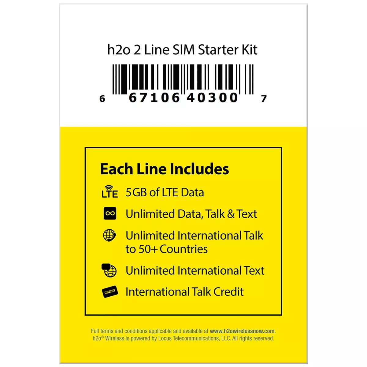 H2O 2-Line $50/Month SIM Starter Kit