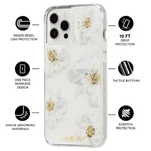Case-Mate - KARAT - Case for iPhone 12 and iPhone 12 Pro (5G) - Gold Foil Accents - 10 ft Drop Protection - 6.1 inch - Karat Floral