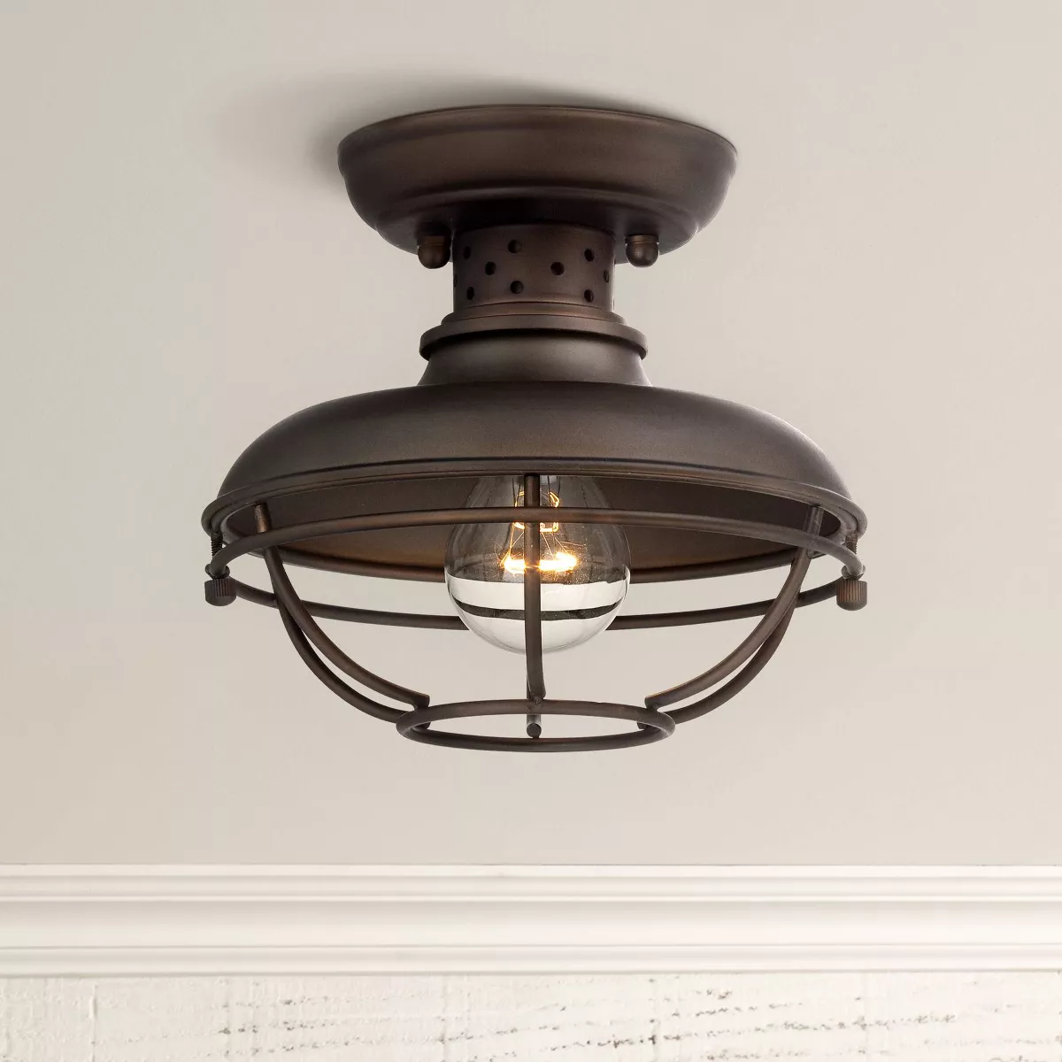Franklin Iron Works Rustic Outdoor Ceiling Light Fixture Bronze 8 1/2