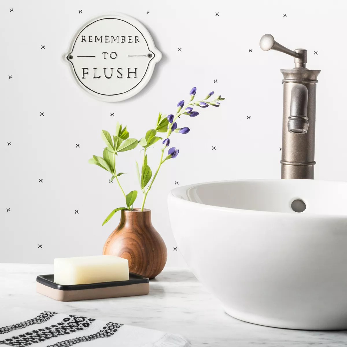 'Remember To Flush' Wall Sign White/Black - Hearth & Hand™ with Magnolia