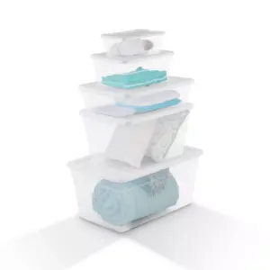 Sterilite 28qt Clear Plastic Under Bed Storage Bin with Lid White