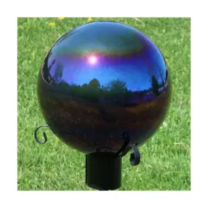 Sunnydaze Indoor/Outdoor Gazing Globe Glass and Stainless Steel Mirror Ball with Stem - 10