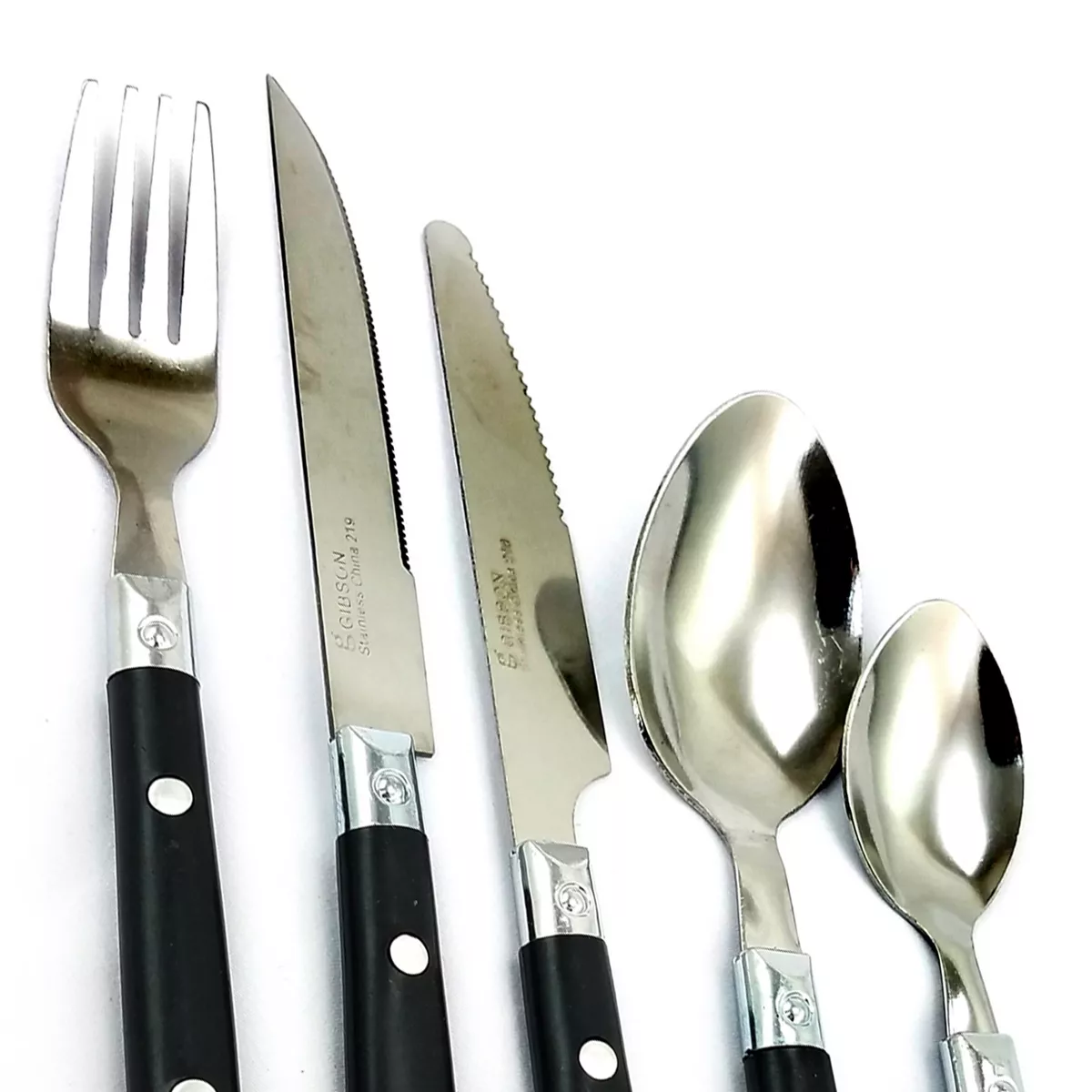Gibson Home Casual Living 58 Piece Stainless Steel Flatware Set in Black