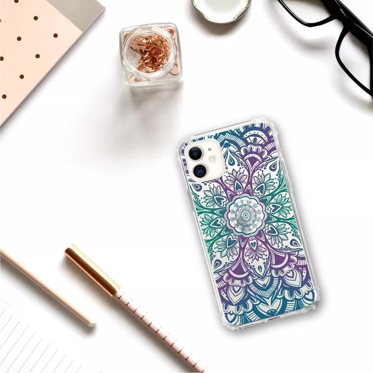 OTM Essentials Apple iPhone 11 Clear Case - Mandala Heart Green Purple