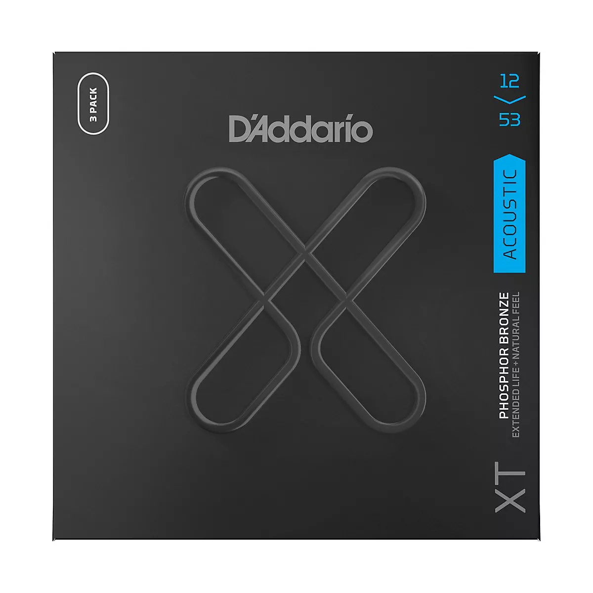D'Addario XT Acoustic Phosphor Bronze, Light, 12-53, 3 Sets