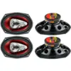 BOSS Chaos CH6940 6x9" 500W 4-Way Car Coaxial Audio Stereo Speakers Red