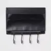 Entryway Faux-Leather Mail Holder/Hook Rail Black - Threshold™