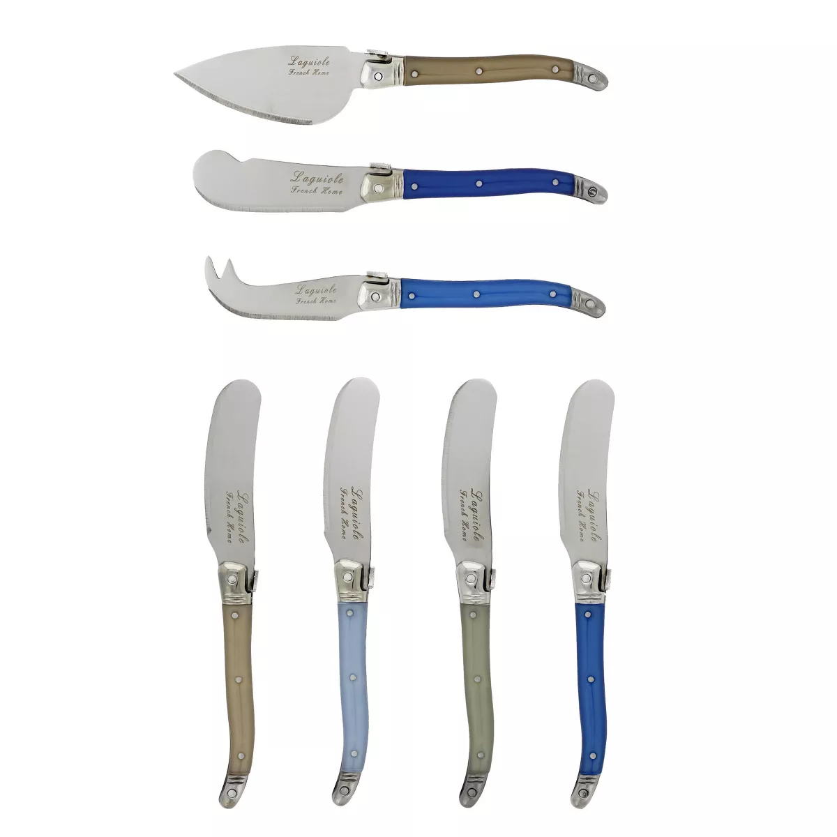 7pc Stainless Steel Laguiole Cheese Knife Set Blue - French Home