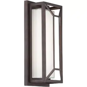 Possini Euro Design Modern Outdoor Wall Light Fixture LED Painted Bronze Geometric 12