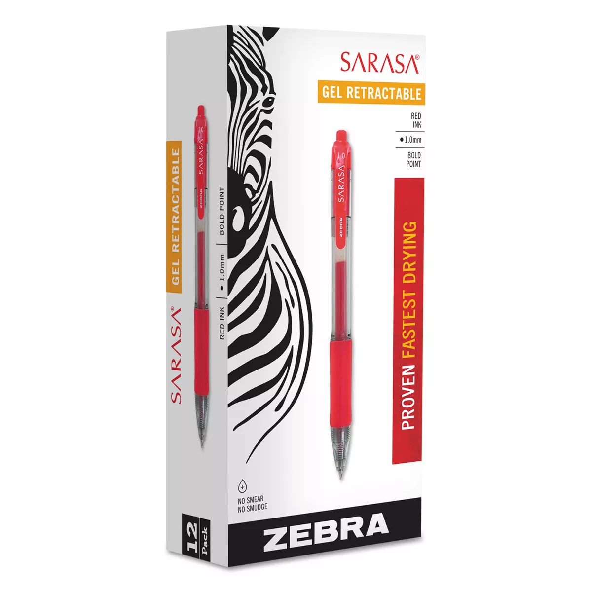 Zebra Sarasa Retractable Gel Pen Red Ink Bold Dozen 46630