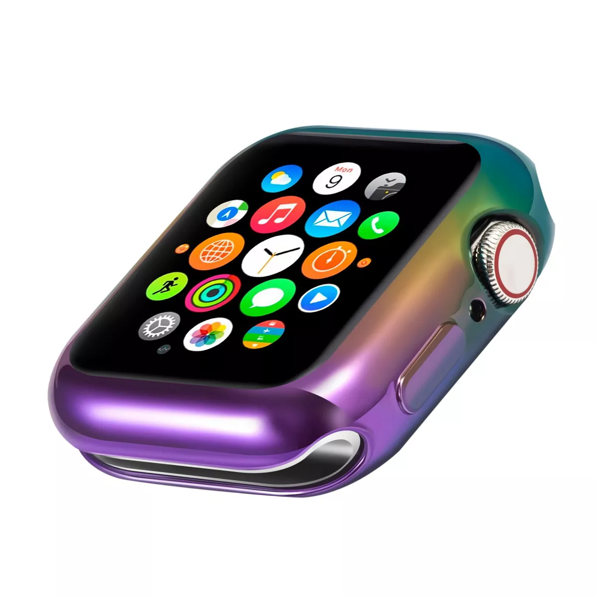 Insten 2 Pack Case Compatible with Apple Watch 44mm Series SE 6 5 4, Full Coverage, Soft TPU Protector, Plated Gradient Purple to Blue and Clear Case